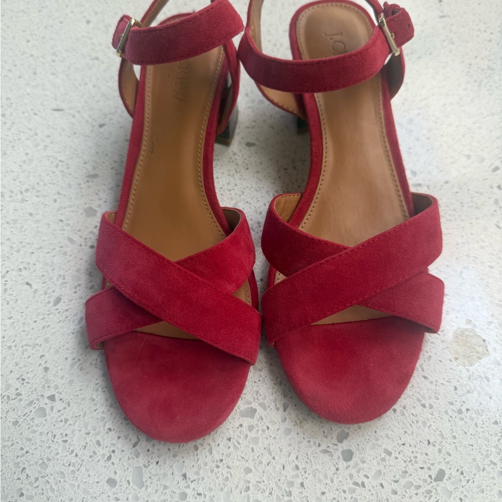 J. Crew Factory Red Suede Sandals